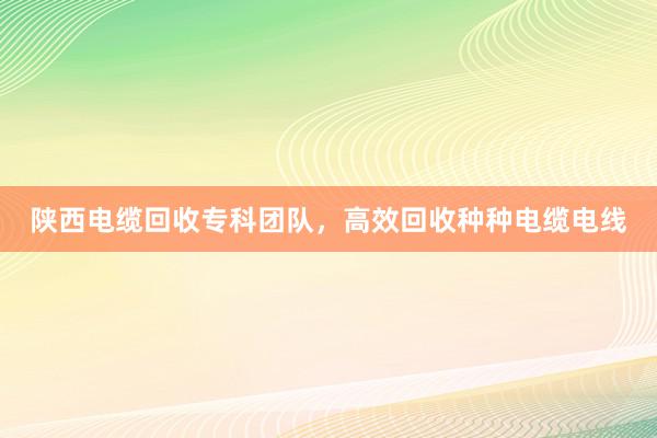 陕西电缆回收专科团队，高效回收种种电缆电线